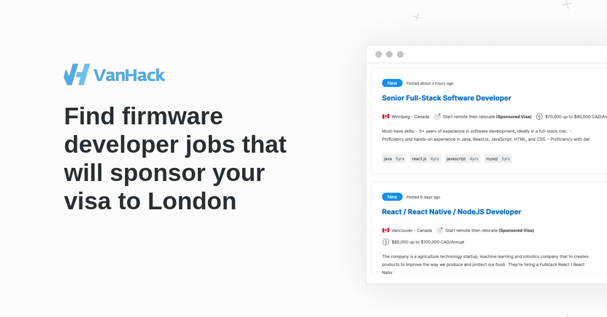Firmware Developer Jobs In London - Vanhack