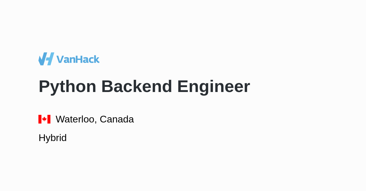 Python Backend Engineer - VanHack