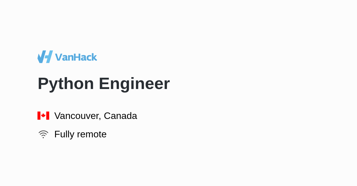 Python Engineer - VanHack
